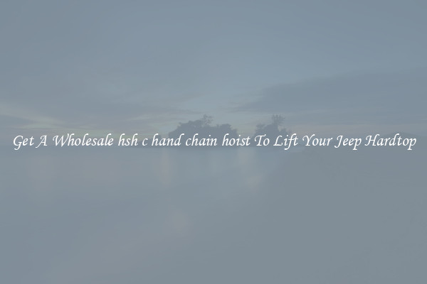 Get A Wholesale hsh c hand chain hoist To Lift Your Jeep Hardtop